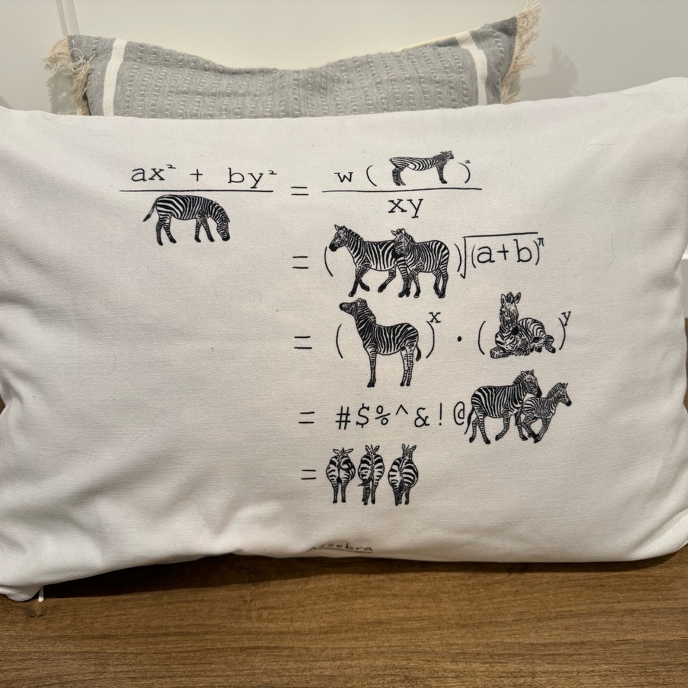 Zebra with black and white Throw Pillow (pillow insert not included)